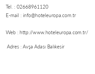 Ava Hotel Europa iletiim bilgileri